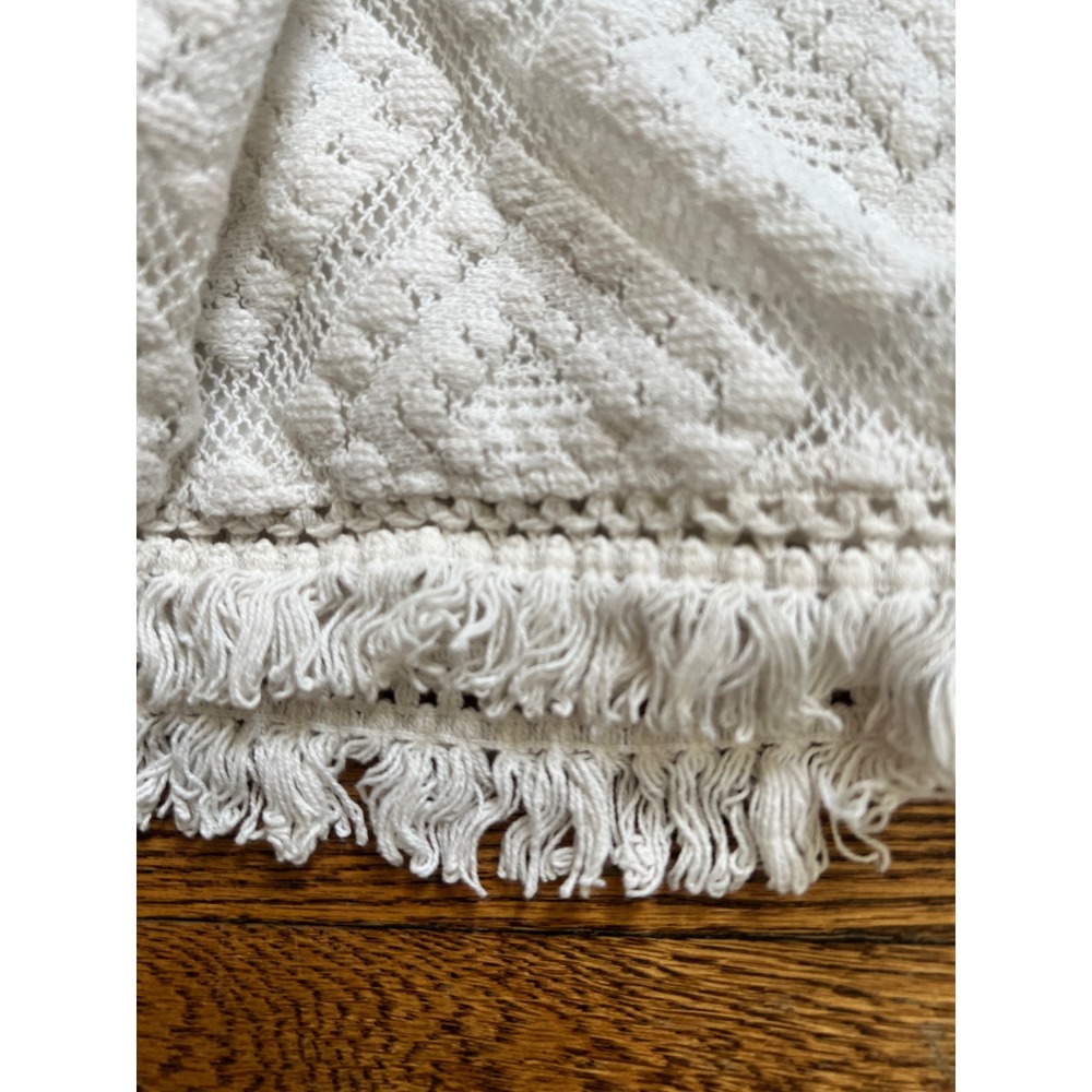 Roxy White Crochet Lace Fringe Mini Dress Boho 3/4 Sleeve with Slip Size M - Picture 8 of 9